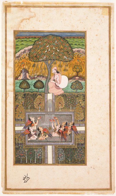 Raja Bikram and the Angels, illustration from the Gulsham-i-Ishq, c.1700 by Nusrati of Bijapur